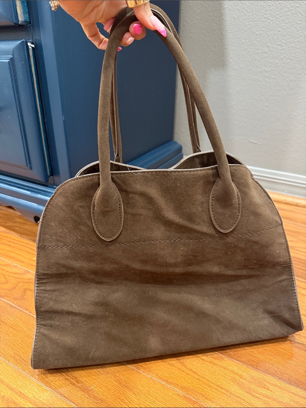 Classic Brown Suede Top-Handle Women's Bag